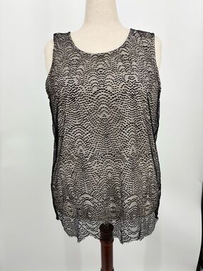 Chico's NWOT Celestial Black Lace Overlay Tank, lined (3)